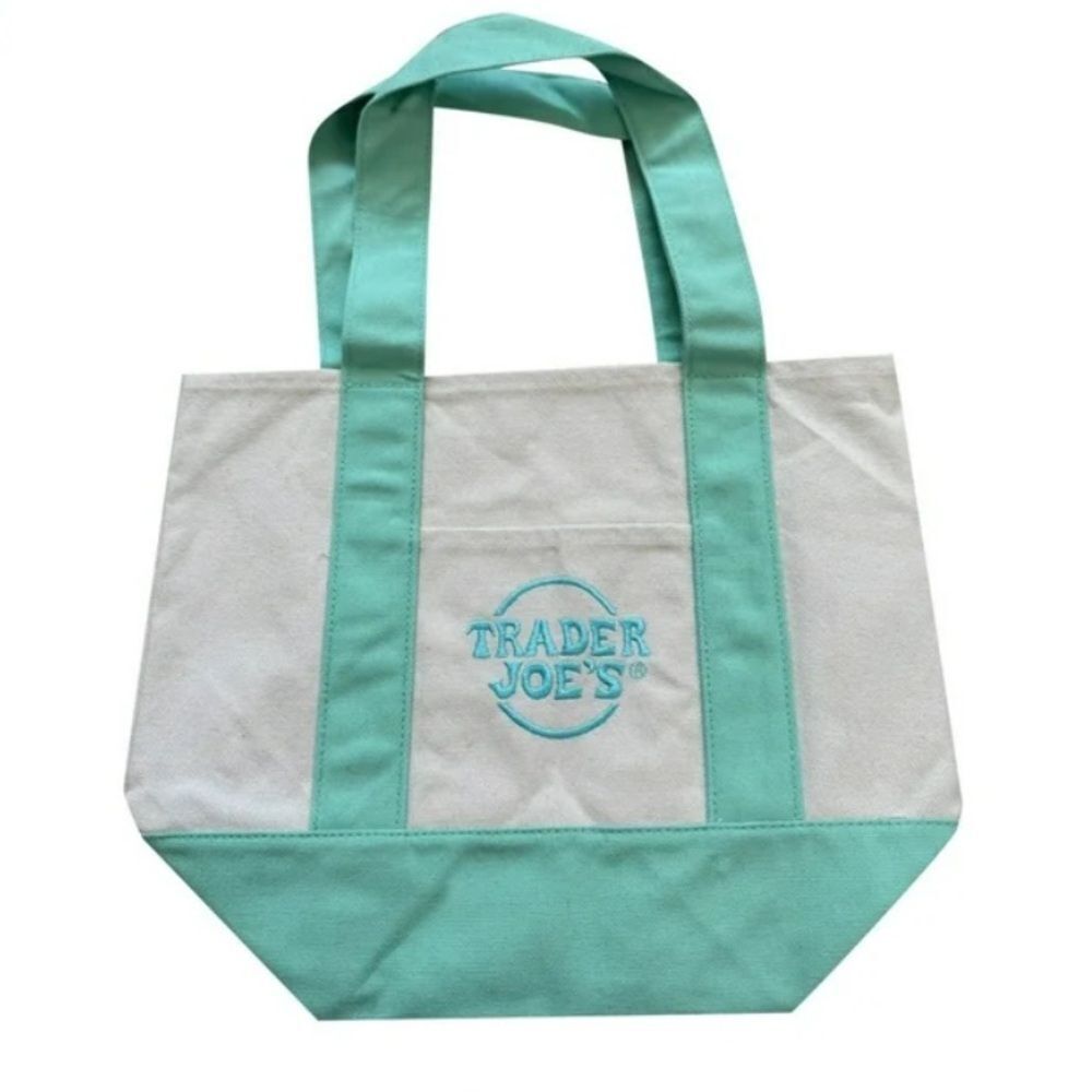New with tags Trader Joe’s mini tote bags light green and white